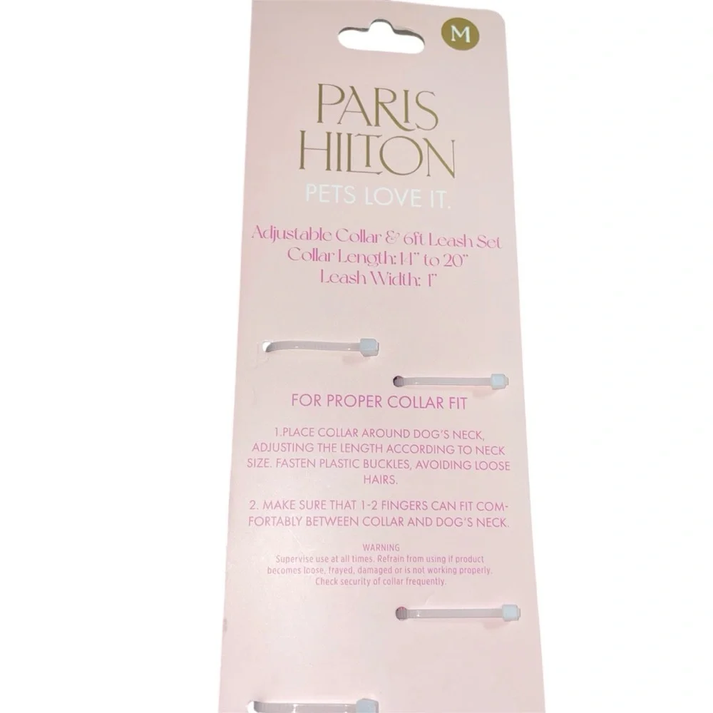 Paris Hilton Slay Pink Dog Collar and Leash Set Medium